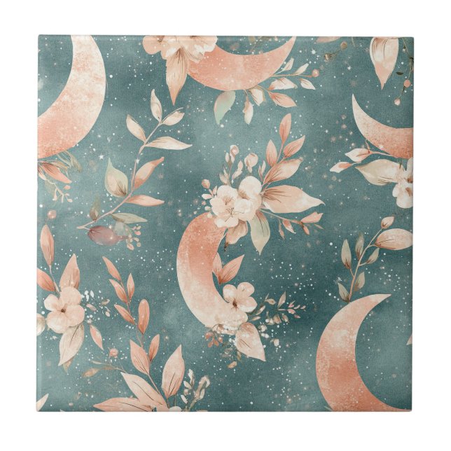 Boho Floral Lua Vintage Celestial Tons Terrosos (Frente)