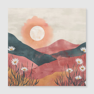 Boho Floral Mountain Sunset - Natureza Rústica