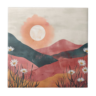 Boho Floral Mountain Sunset - Natureza Rústica
