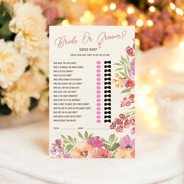 Boho Floral "Noiva ou noiva?" Jogo do chá de panel (Boho Floral "Bride or Groom?" Bridal Shower Game)