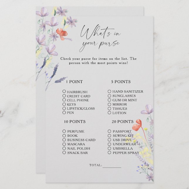 Boho Floral, o que há no seu jogo de bolsa (Frente/Verso)