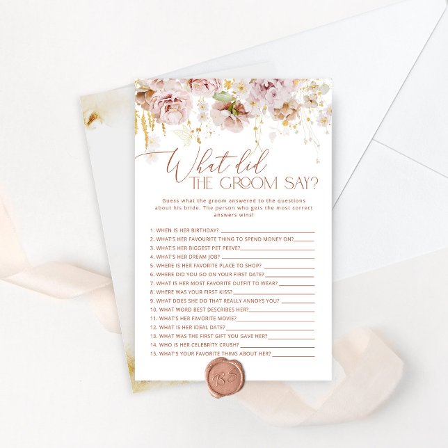 Boho Floral O que o noivo disse jogo noivo? (Criador carregado)