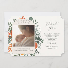 Boho Floral Obrigado Bebê Anúncio de Nascimento