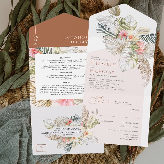 Boho Floral Pampas Grass Terra Cotta Desert | (Criador carregado)