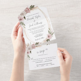 Boho Floral Pampas Rosa Casado com RSVP