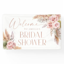 Boho Floral Pampas Rosa Dourado Bem-vindo