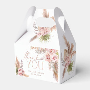 Boho Floral Pampas Rosa Dourado Obrigado Caixa Fav
