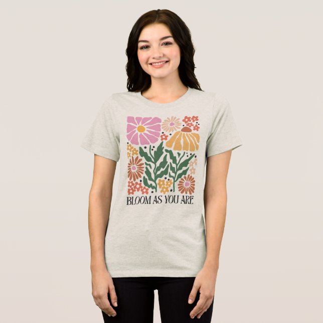 Boho Floral Quotes Tri-Blend Shirt (Frente Completa)