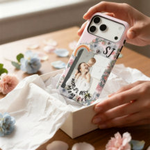 Boho Floral Rosa Personalizado com Foto Monograma