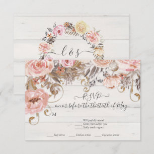 Boho Floral Rosa Rosa Rustico Madeira Resposta RSV