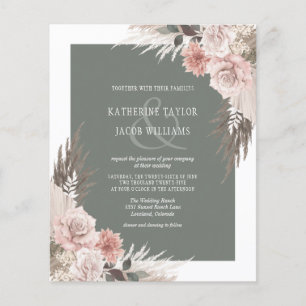 Boho Floral Sage Convite para Casamento Verde