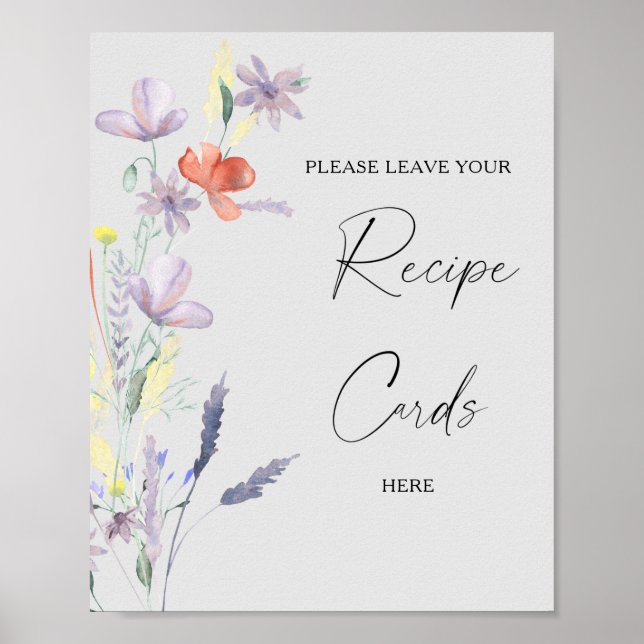 Boho floral Seu cartão de receita aqui Poster (Frente)