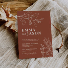 Boho Floral Terracotta Convite De Casamento