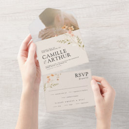 Boho Floral Tudo Em Um Convite De Casamento RSVP
