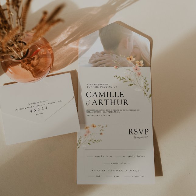 Boho Floral Tudo Em Um Convite De Casamento RSVP (Criador carregado)