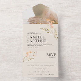 Boho Floral Tudo Em Um Convite De Casamento RSVP