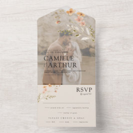 Boho Floral Tudo Em Um Convite De Casamento RSVP