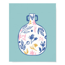 Boho Floral Vase Illustration Impressão - Minim Mo