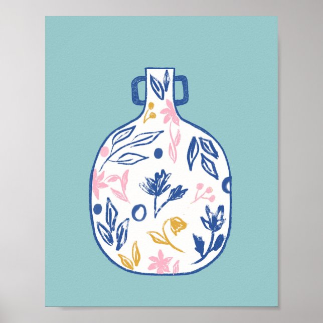 Boho Floral Vase Illustration Impressão - Minim Mo (Frente)
