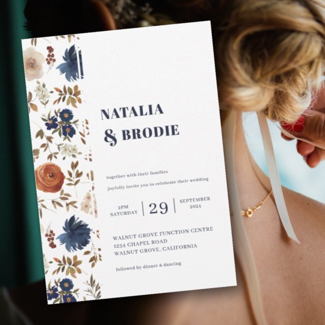 Boho Floral Watercolor Convite para Casamento (Criador carregado)