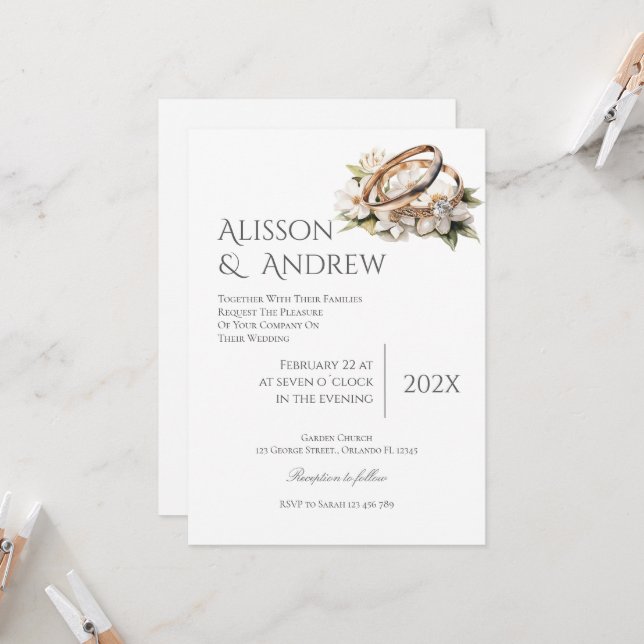 Boho Floral Wedding Convite (Frente/Verso In Situ)
