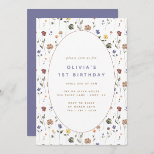 Boho Floral Wildflower Birthday Convite