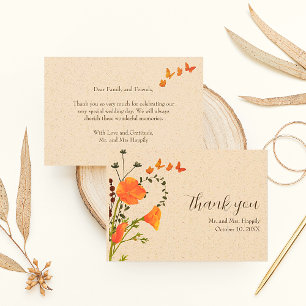 Boho Floral Wildflower Casamento Obrigado Cartões