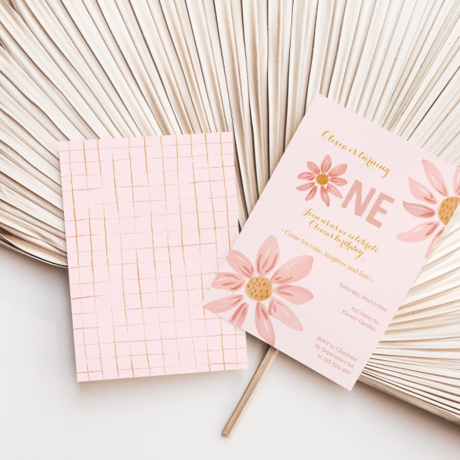 Boho Florals, Daisy Girl Primeiro Convite De Anive (Criador carregado)