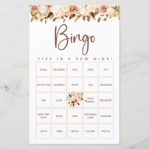 Boho Flores Outono Jogo de Bingo de Noiva