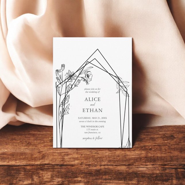 Boho Flowers Convite Geométrico (Criador carregado)