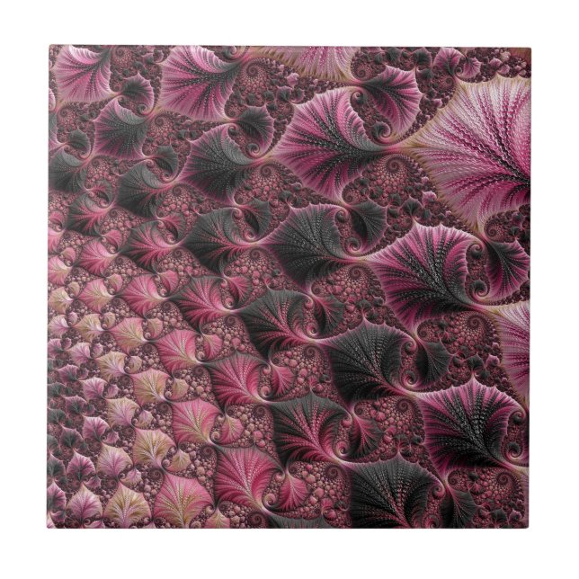 Boho Funky Ecletismo Rosa Preto Abstrato Fractal (Frente)