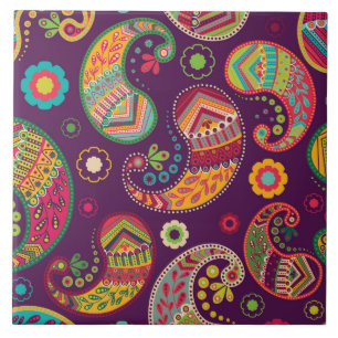 Boho Funky Trendy Retro Paisley Purple