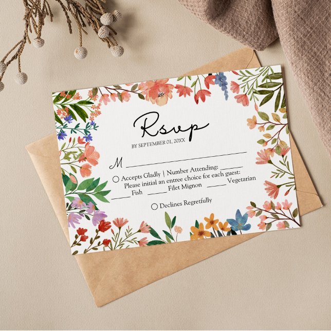 Boho Garden of Wildflower Weding RSVP Card (Criador carregado)