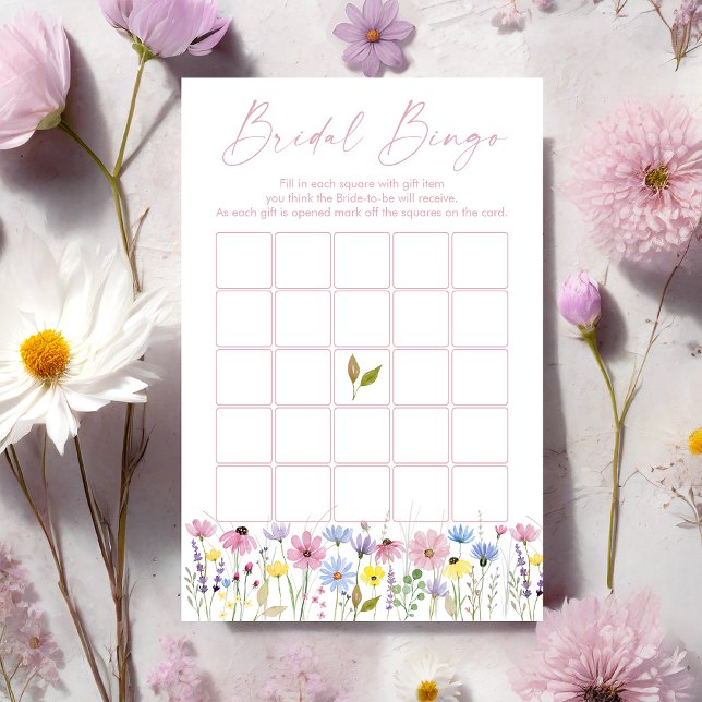 Boho Garden Wildflowers Bridal Shower Bingo Game (Criador carregado)