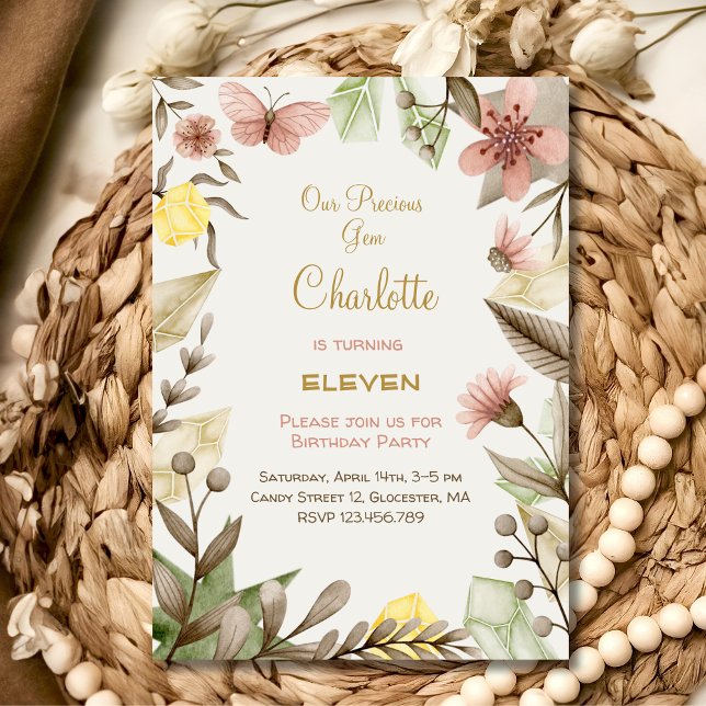 Boho Gems Cristais Antigos convite de aniversário  (Criador carregado)