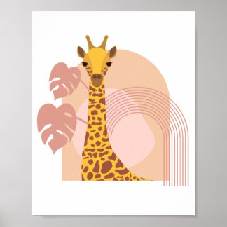 Boho Giraffe Jungle Plant Poster Wall Art