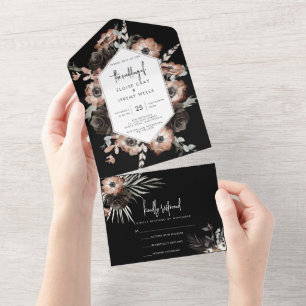 Boho Gótico Tudo em Um Convite de casamento
