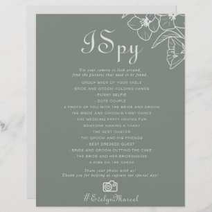 Boho Green Destination Floral I Spy Weding Game