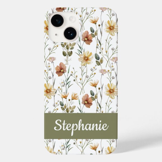 Boho Green Watercolor Wildflower Name (Verso)