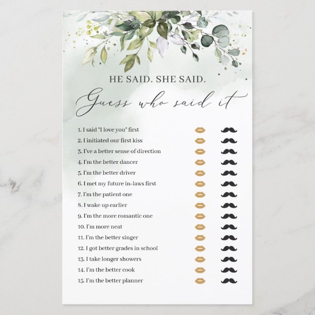 Boho greenerence foliage disse que ela disse jogo  (Frente)