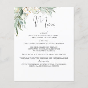 Boho Greenery e Eucalyptus Leaves Menu de Casament