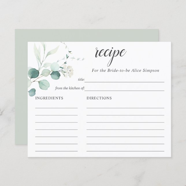 Boho Greenery Eucalyptus Recipiente Chá de panela (Frente/Verso)