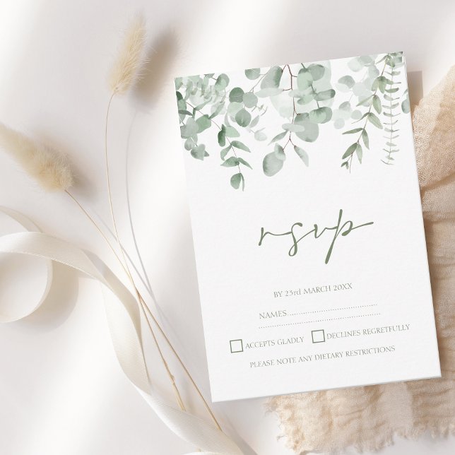 Boho Greenery Foliage Eucalyptus Wedding RSVP (Criador carregado)