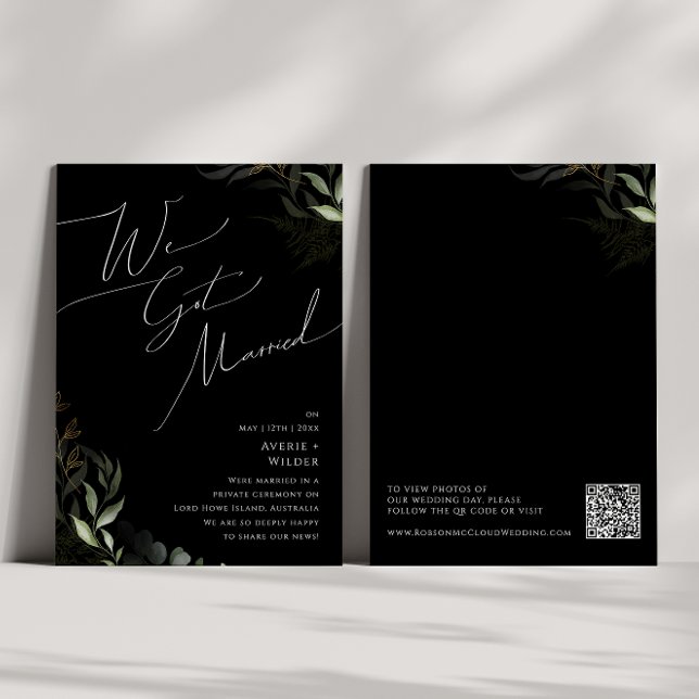 Boho Greenery Gold | Anúncio de Casamento Fugitivo (Criador carregado)