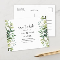 Boho Greenery Modern Salve a Data Anúncio Po