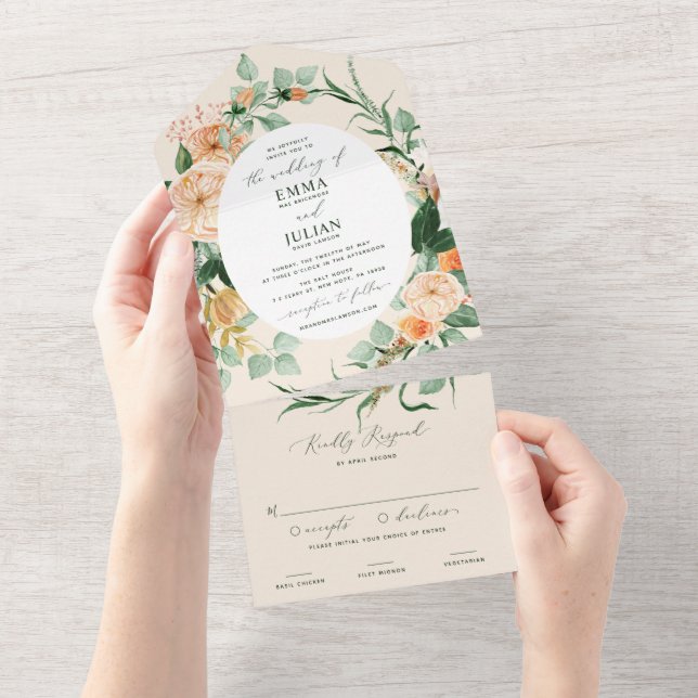 Boho Greenery Peach Floral Wedding (Tearaway)