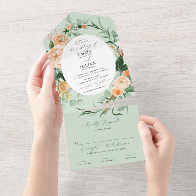 Boho Greenery Sage Pastel Casamento Floral (Tearaway)
