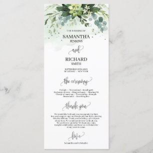 Boho greenery suculento programa de casamento de e