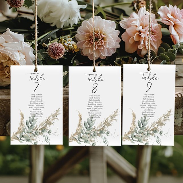 Boho greenery table number seating chart cards (Criador carregado)