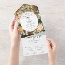 Boho Greenery Woodgrain Rustic Casamento Botânico